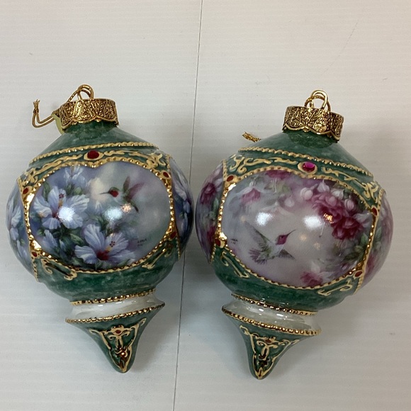 VTG Lot Of 2 1998 Lena Liu Treasury Of Jeweled Hummingbirds Porcelain Ornaments - Picture 9 of 9